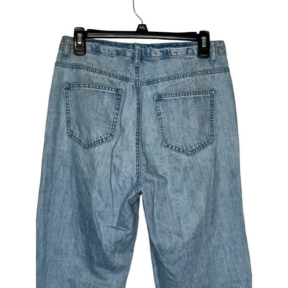 Riot Misguided Jeans High-Rise Mom Ripped Knee Ankle Destroyed Denim Blue Medium - Picture 7 of 11
